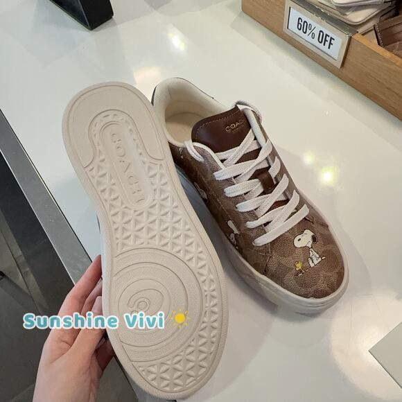 NEW Limited Coach X Peanuts Woman CBZ77 Sneaker Signature Canvas Shoes US 7 - Picture 5 of 9